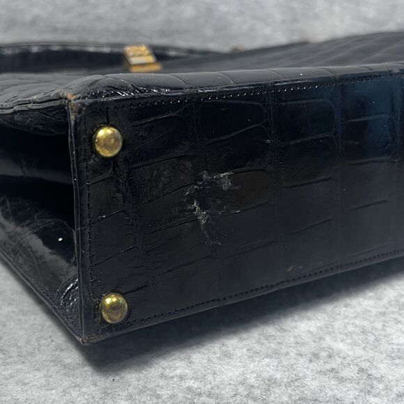 Vintage Crocodile Embossed Leather Top Handle Bag Womens Purse 60s Retro USA‎ - Picture 16 of 16
